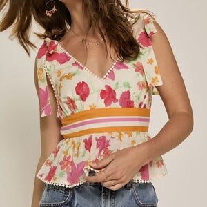 Francesca’s Floral Chiffon Top – XS